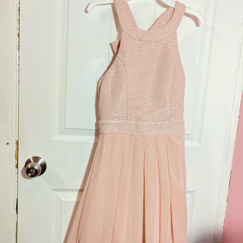 Three Pink Hearts Light Pink Sparkly Skater Dress